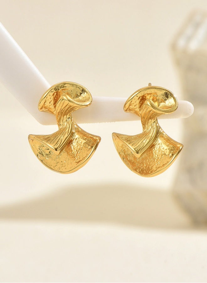 DAEVO Gold Plated Textured Twisted Geometric Stud Earrings Women Vintage Minimalist Daily Party Gift Jewelry - Image 2